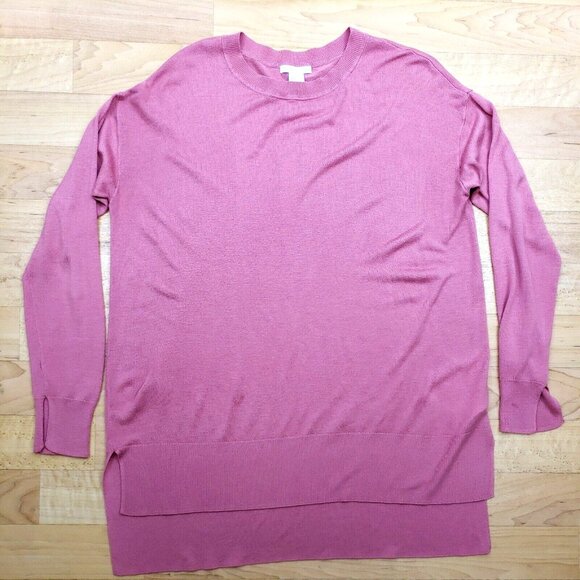 H&M Lightweight Tunic Sweater Womens M Top Rose Pink Drop Shoulder Pullover - Picture 7 of 12
